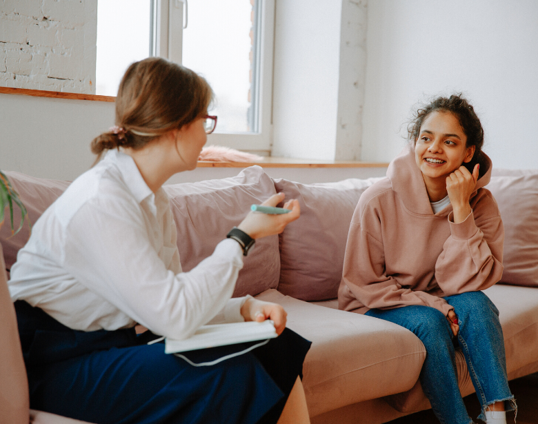 A lady in a counselling session with her therapist.